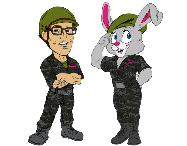 Matt and Commander Bunny making websites for fence companies